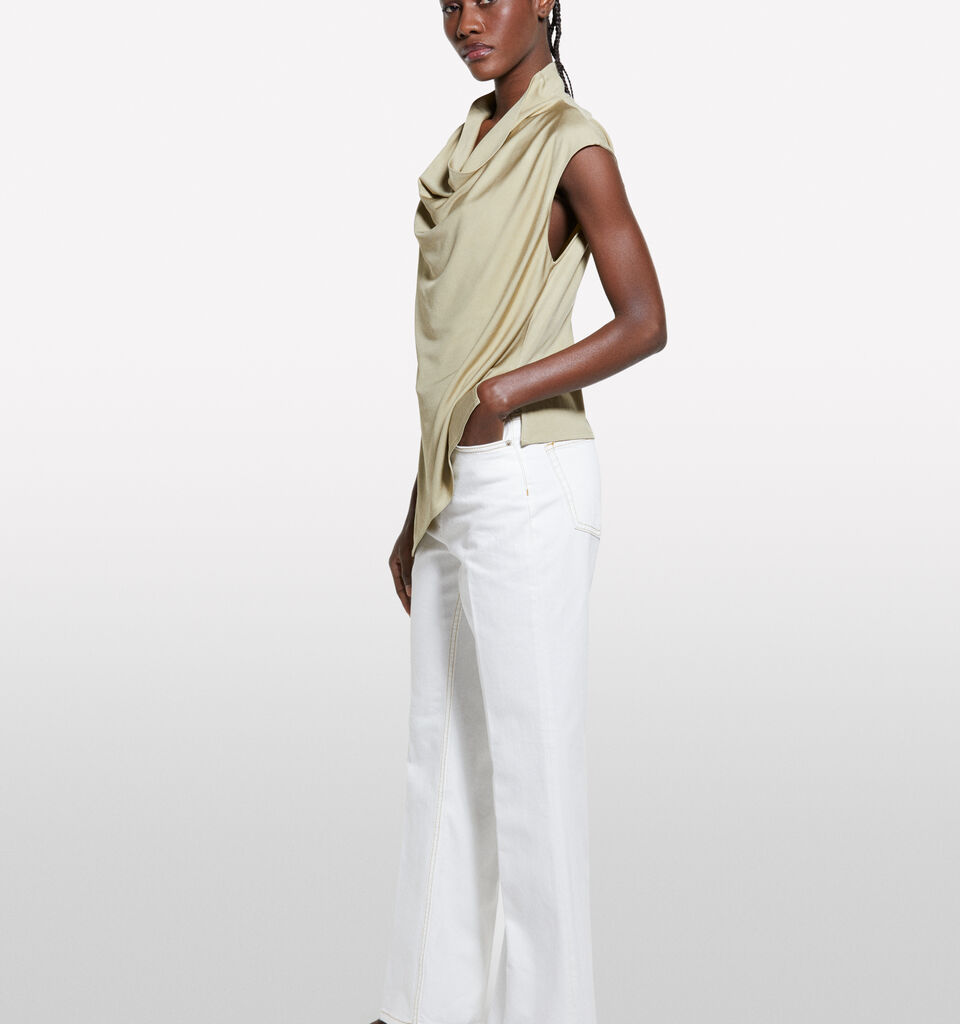 Military green draped top - blouses pour femme - Kaki | Sisley image number 2